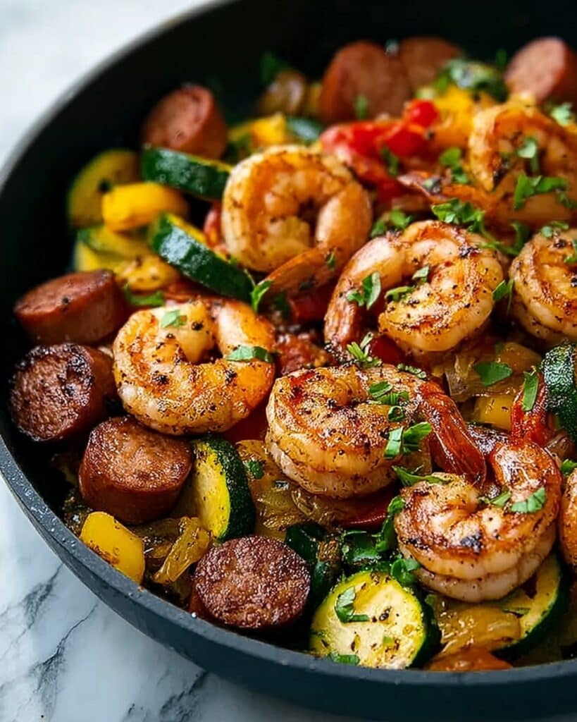 Keto Shrimp and Sausage Skillet Recipe