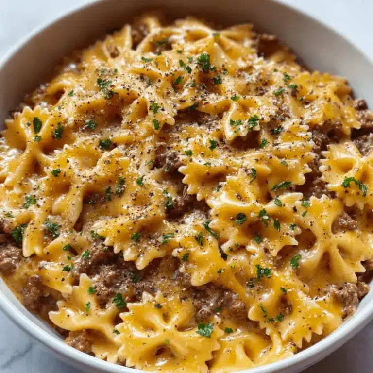 Creamy Parmesan Garlic Beef Bowtie Pasta Recipe