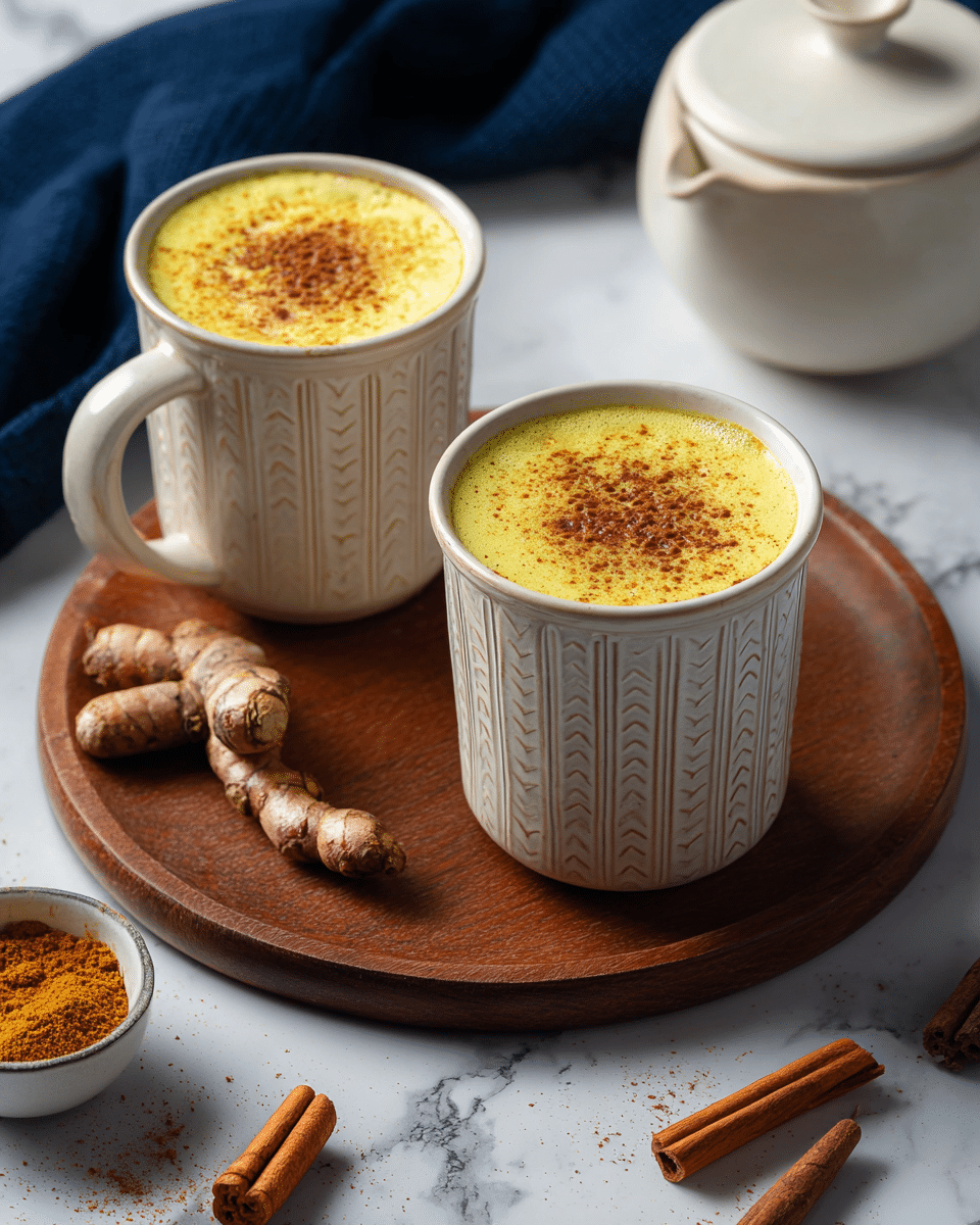 A white pot with a light wooden handle contains a single layer of bright yellow liquid speckled with small darker spots and bubbles, giving it a slightly frothy texture. The pot is placed on a white marbled surface, and a beige cup with a ribbed pattern is partially visible in the top left corner. The yellow liquid fills about three-quarters of the pot, showing a smooth yet slightly oily surface. photo taken with an iphone --ar 4:5 --v 7
