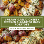 High Protein Creamy Garlic Cheesy Chicken & Potatoes Recipe