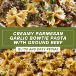 Creamy Parmesan Garlic Beef Bowtie Pasta Recipe