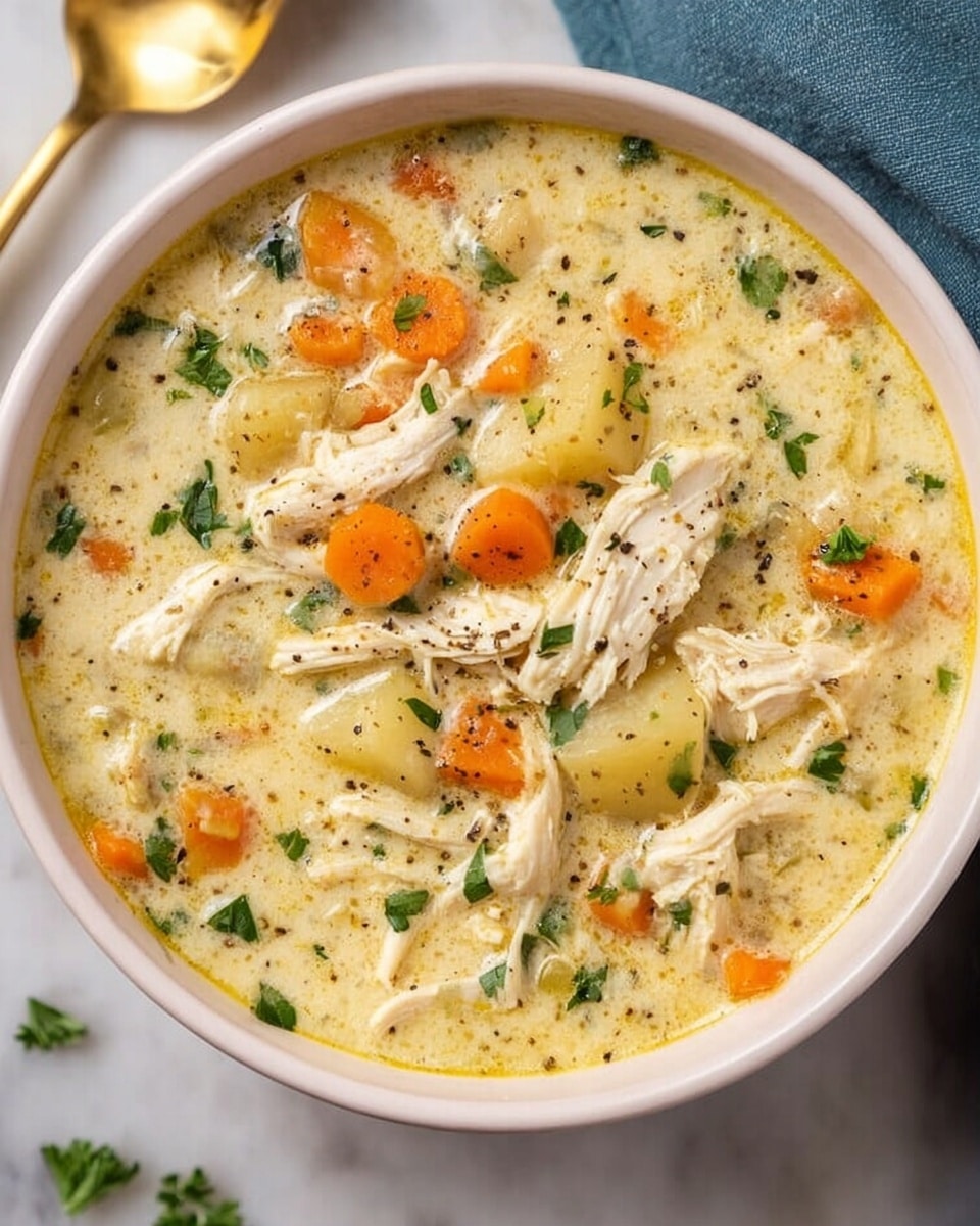 A white bowl filled with a thick tomato-based soup with small pasta rings and large white beans mixed in. The soup has a warm orange-red liquid base with visible bits of carrot and herbs. On top, there is a layer of grated cheese and small green herb pieces scattered evenly. The bowl sits on a white marbled surface, and a gold spoon is partially visible to the side. photo taken with an iphone --ar 4:5 --v 7
