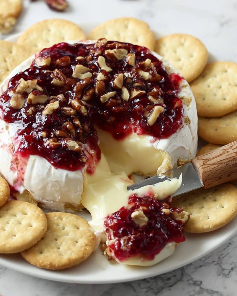 Baked Brie with Cranberry Sauce and Pecans Recipe