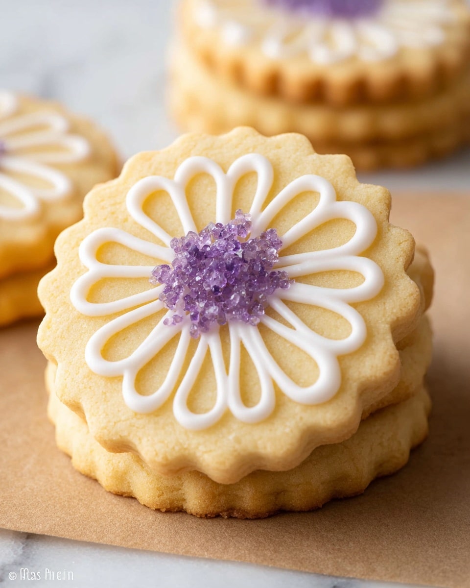 A collection of colorful decorated sugar cookies is shown in four sections, each on a white plate or tray with a white marbled background. The top left section has star, heart, and circle shapes with a smooth layer of red, blue, and white icing, some topped with matching red or blue sugar sprinkles. The top right section shows heart, star, and oval shapes decorated with white icing and red or blue brushstroke patterns, with some solid-colored areas in pink and yellow. The bottom left section features flower-shaped cookies with white icing outlines and centers filled with orange, purple, yellow, or green sugar crystals, alongside round cookies covered with solid green, yellow, and orange icing. The bottom right section has round cookies with thick swirled pink, white, or blue icing sprinkled with multi-colored round sprinkles, all placed on a gold cooling rack. photo taken with an iphone --ar 4:5 --v 7