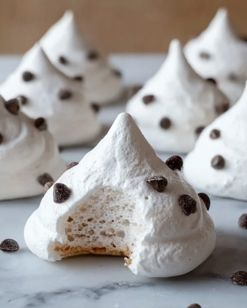 Forgotten Cookies: Crispy Meringue Treats with Chocolate Chips and Whipped Cream Recipe