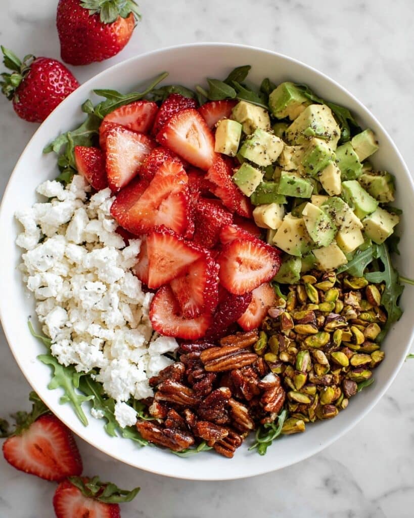 Strawberry Crunch Salad with Caramelized Almonds and Pistachios Recipe