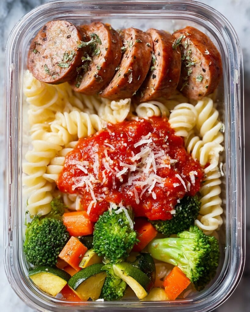 15-Minute Chicken Sausage Pasta Meal Prep Bowls Recipe