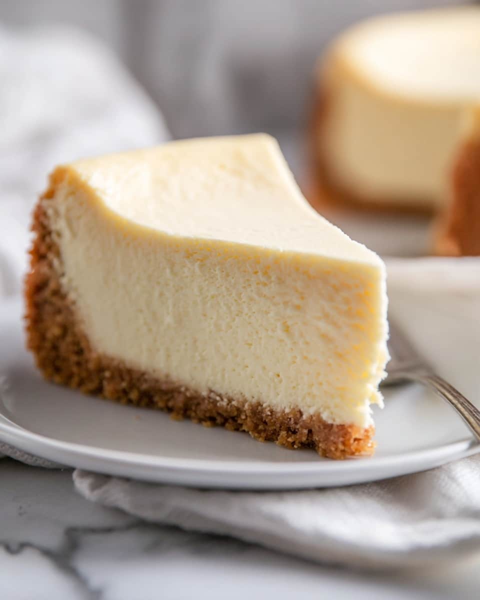 A slice of cheesecake sits on a white plate, showing three main layers: a light brown crumb crust at the bottom, a thick creamy off-white cheese layer in the middle with a smooth texture, and a glossy dark chocolate layer on top that drips down the sides. On top of the chocolate layer is a swirl of white whipped cream adding a soft, fluffy texture. A fork rests on the plate near the cheesecake, with a small bitten piece on the fork. The plate is placed on a white marbled surface. photo taken with an iphone --ar 4:5 --v 7