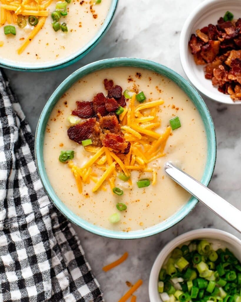 Creamy Potato Soup with Bacon, Cheddar, and Sour Cream Recipe