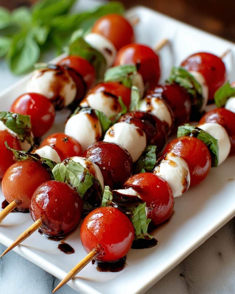 Caprese Skewers with Cranberry Glaze Recipe