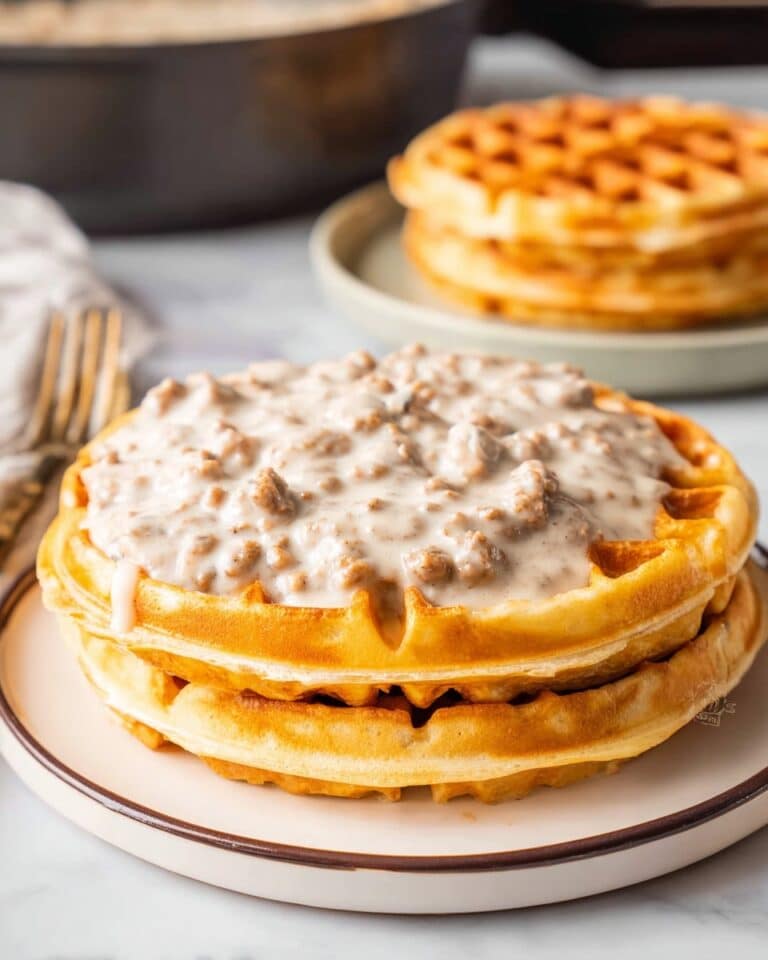 Waffles with Savory Sausage Gravy Recipe