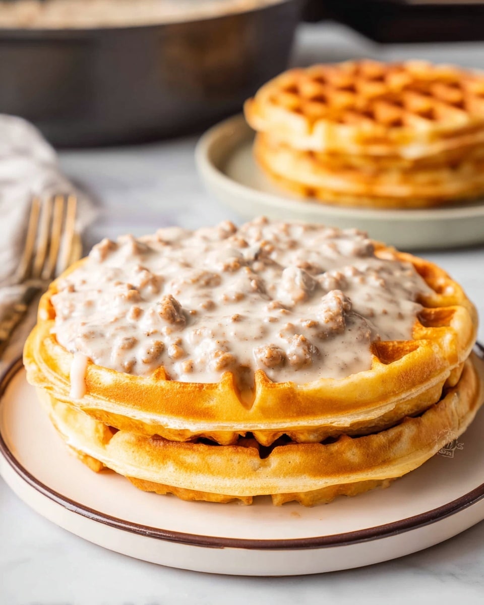 Waffles with Savory Sausage Gravy Recipe