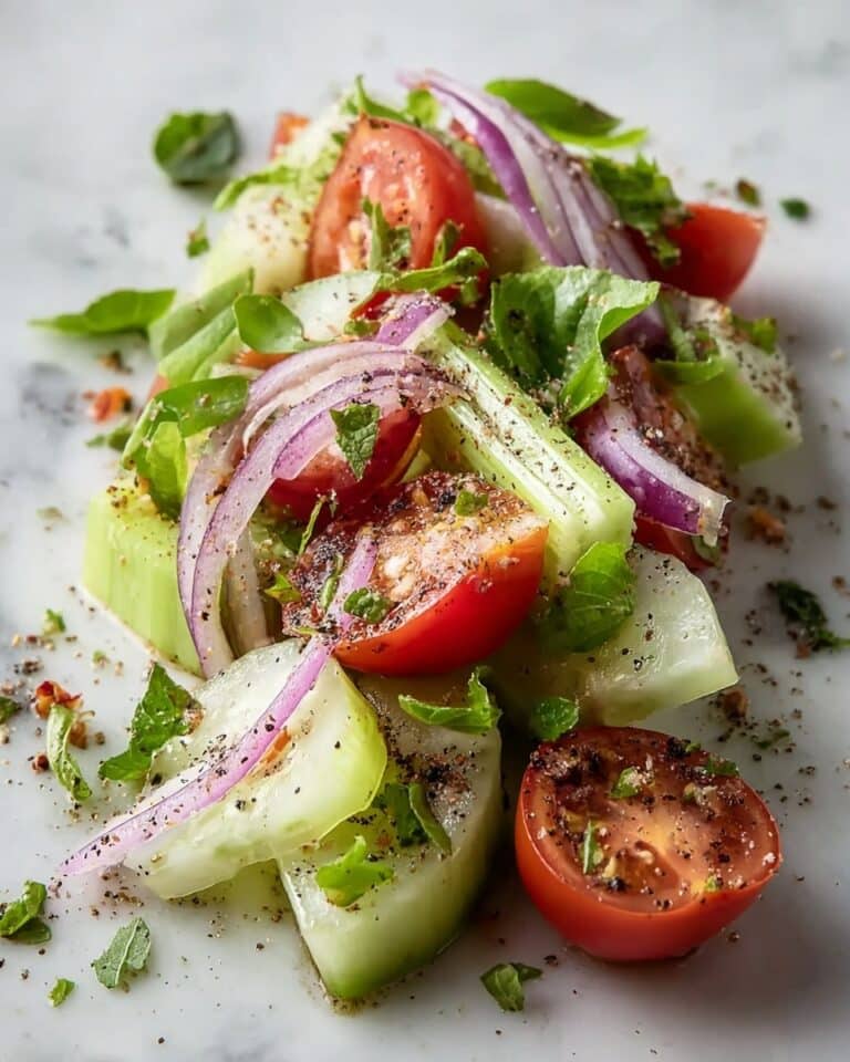 Fresh & Tangy Marinated Cucumber, Onion, and Tomato Salad Recipe
