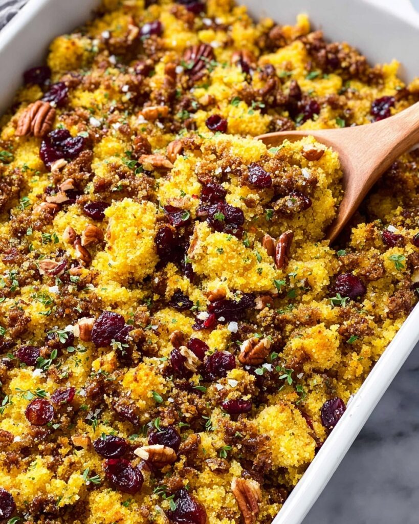 Gluten-Free Cornbread Dressing with Sausage, Cranberries, and Pecans Recipe