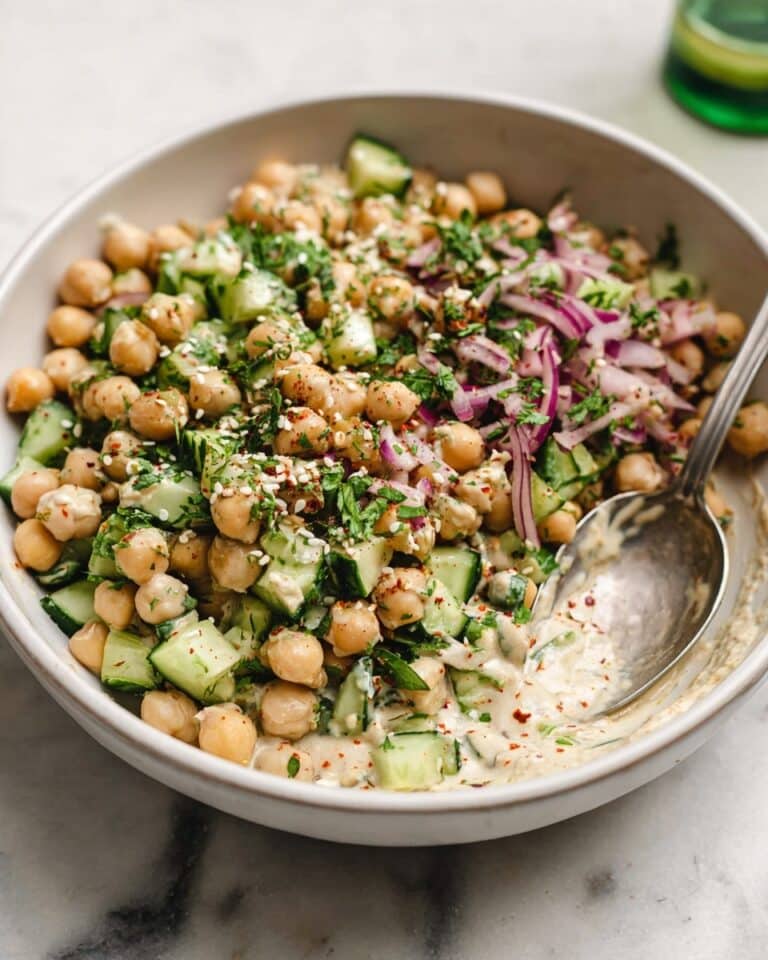 Mediterranean Chickpea Salad with Tahini Dressing Recipe