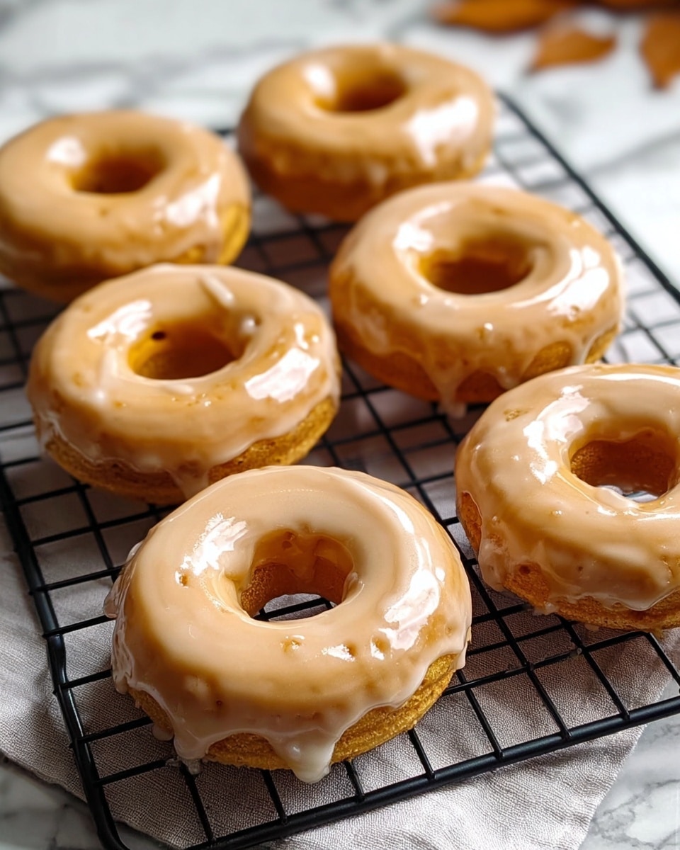 Nine glazed donuts are placed on a black cooling rack, which rests on a white cloth with subtle lines. Each donut has two visible layers: a golden brown dough base with a soft, slightly rough texture, and a shiny, smooth layer of light beige glaze dripping slightly down the sides. The donuts are arranged in three rows, with the closest donuts appearing larger and more detailed. The background is softly blurred, and the surface is changed to a white marbled texture. photo taken with an iphone --ar 4:5 --v 7