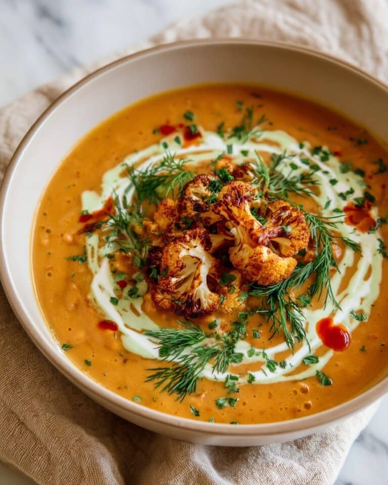 Buffalo Cauliflower Soup with Cashew Cream Recipe