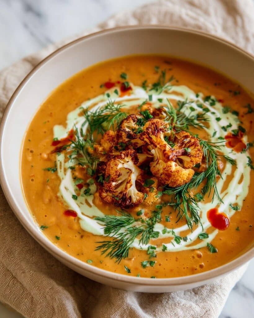 Buffalo Cauliflower Soup with Cashew Cream Recipe