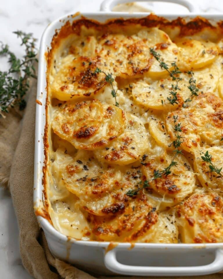 Creamy Scalloped Potatoes with Parmesan and Thyme Recipe