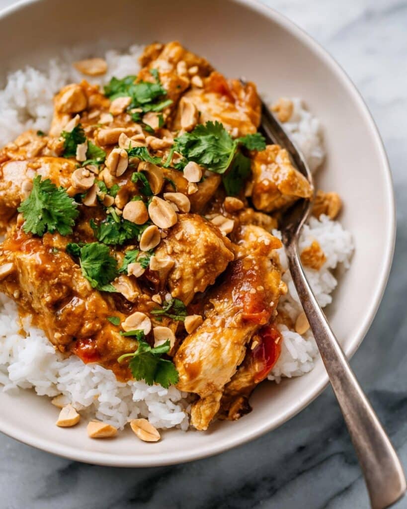 Slow Cooker Peanut Chicken with Thai-Inspired Peanut Sauce Recipe