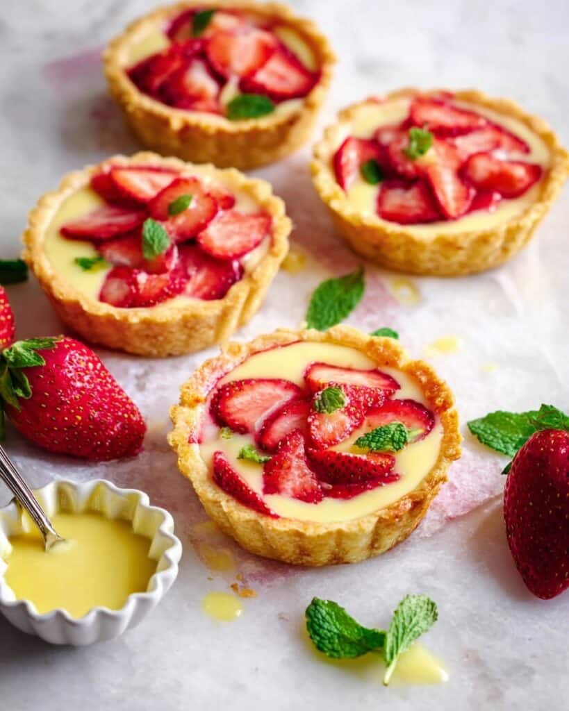 Strawberry Honey Custard Tarts with Lemon Curd Recipe