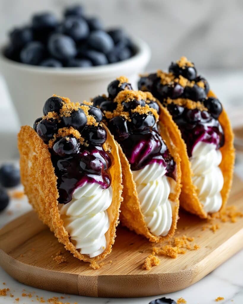Blueberry Cheesecake Dessert Tacos with Cinnamon Recipe