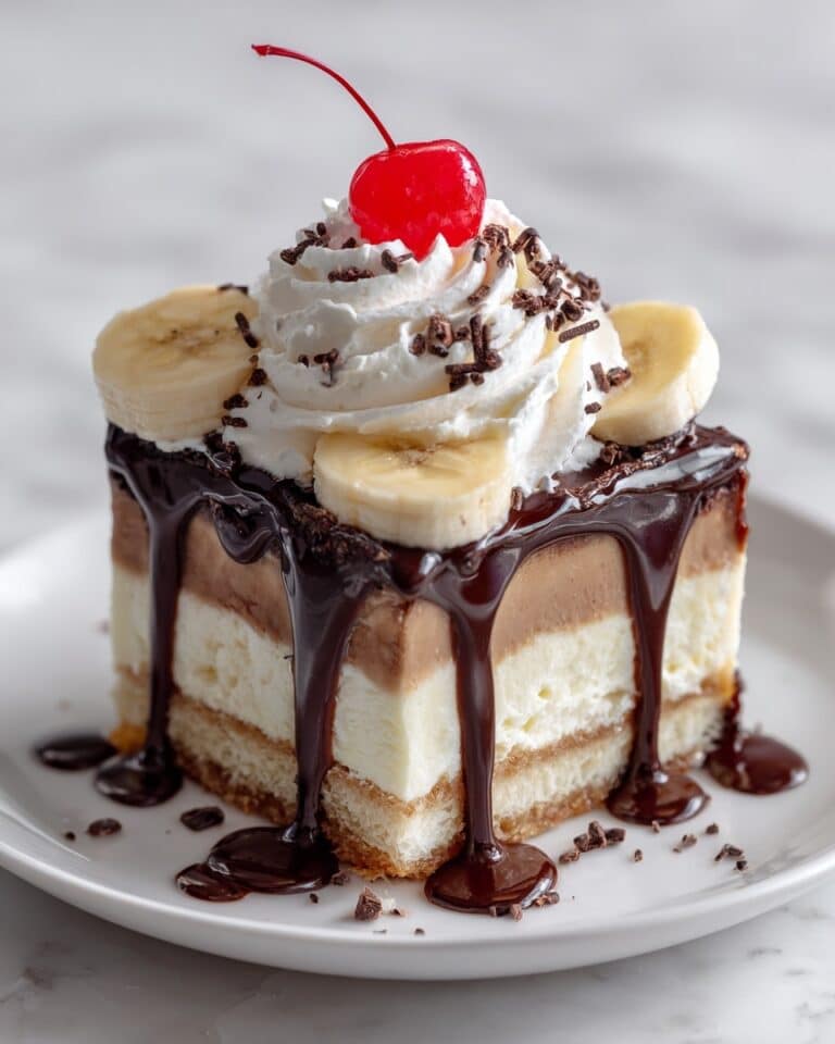 Easy Banana Ice Cream Cake with Hot Fudge Recipe