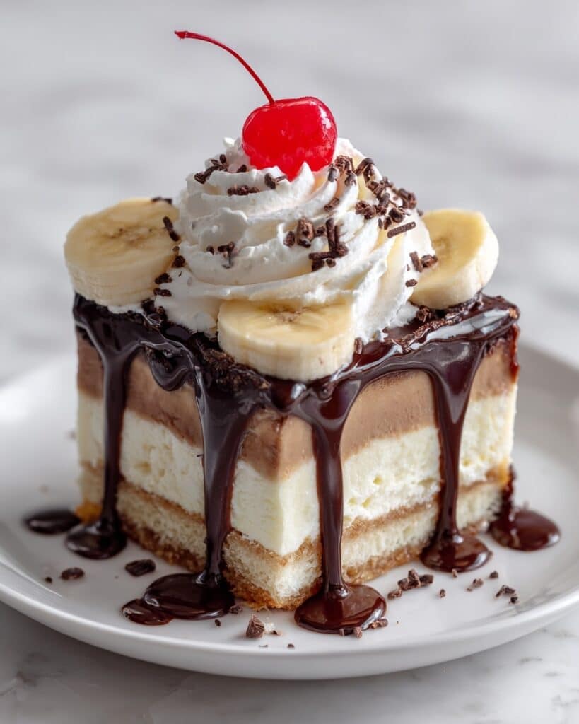 Easy Banana Ice Cream Cake with Hot Fudge Recipe