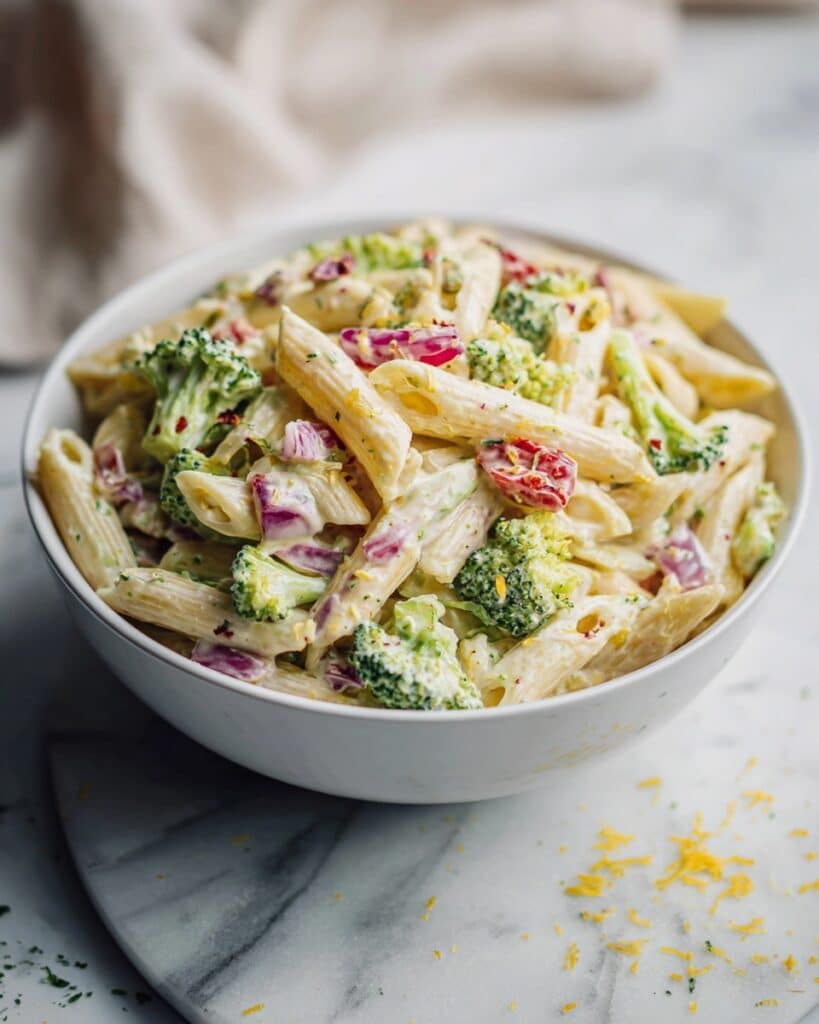 Vibrant Simple High Protein Broccoli Pasta Salad Recipe