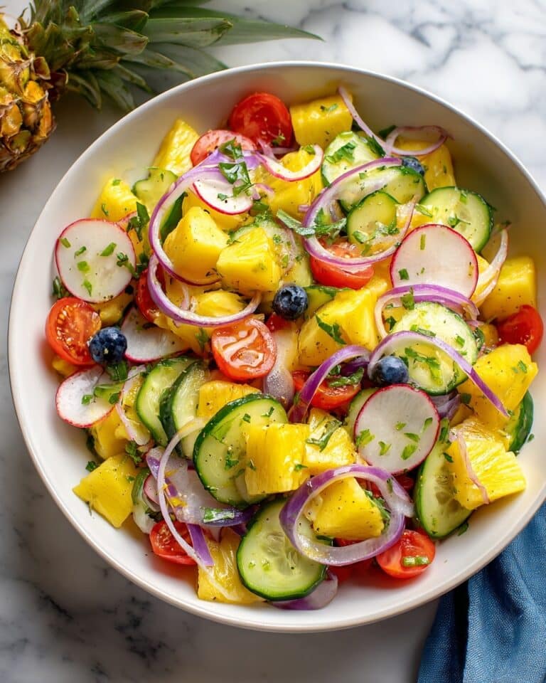 Tropical Pineapple Cucumber Salad with Blueberries and Chili Dressing Recipe