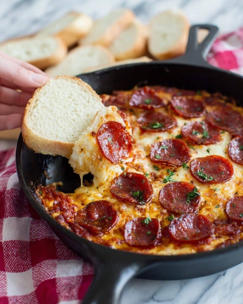Cheesy Italian Sausage and Pepperoni Pizza Dip Recipe