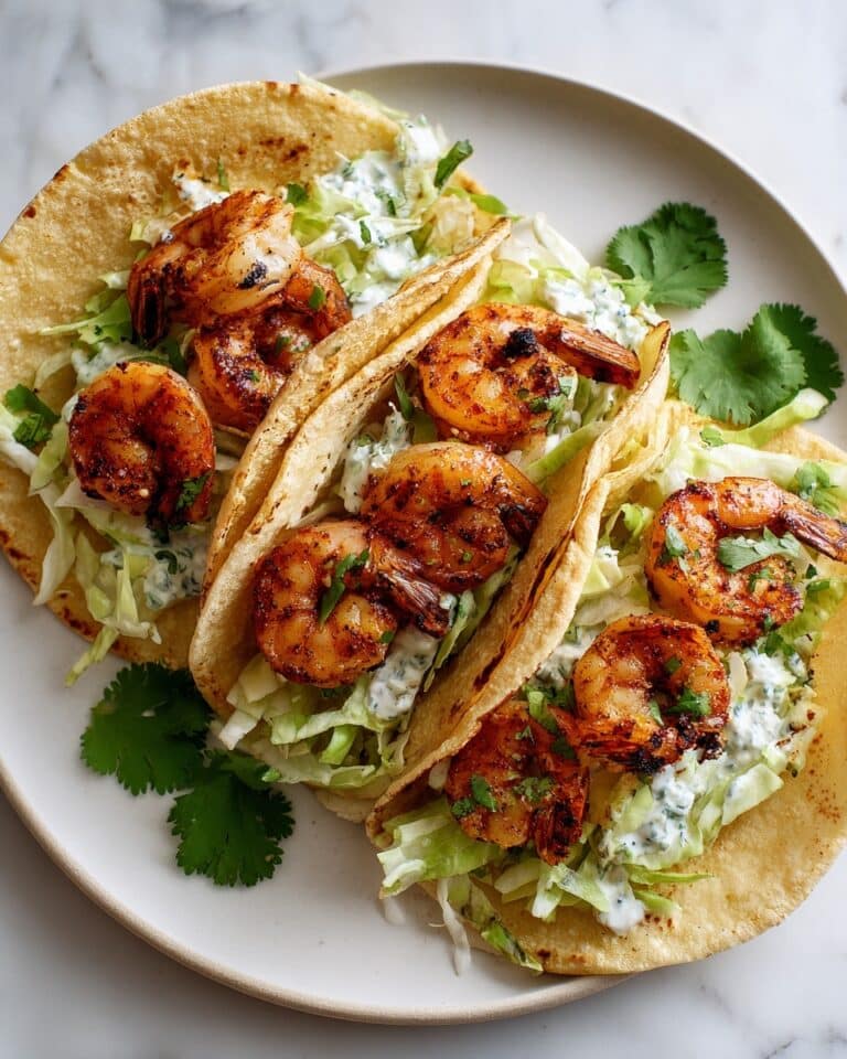 Spicy Shrimp Tacos with Garlic Cilantro Lime Slaw Recipe
