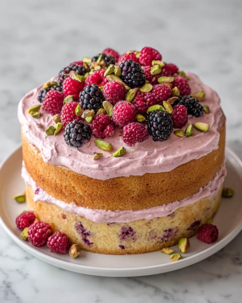 Pistachio and Blackberry Olive Oil Cake Recipe