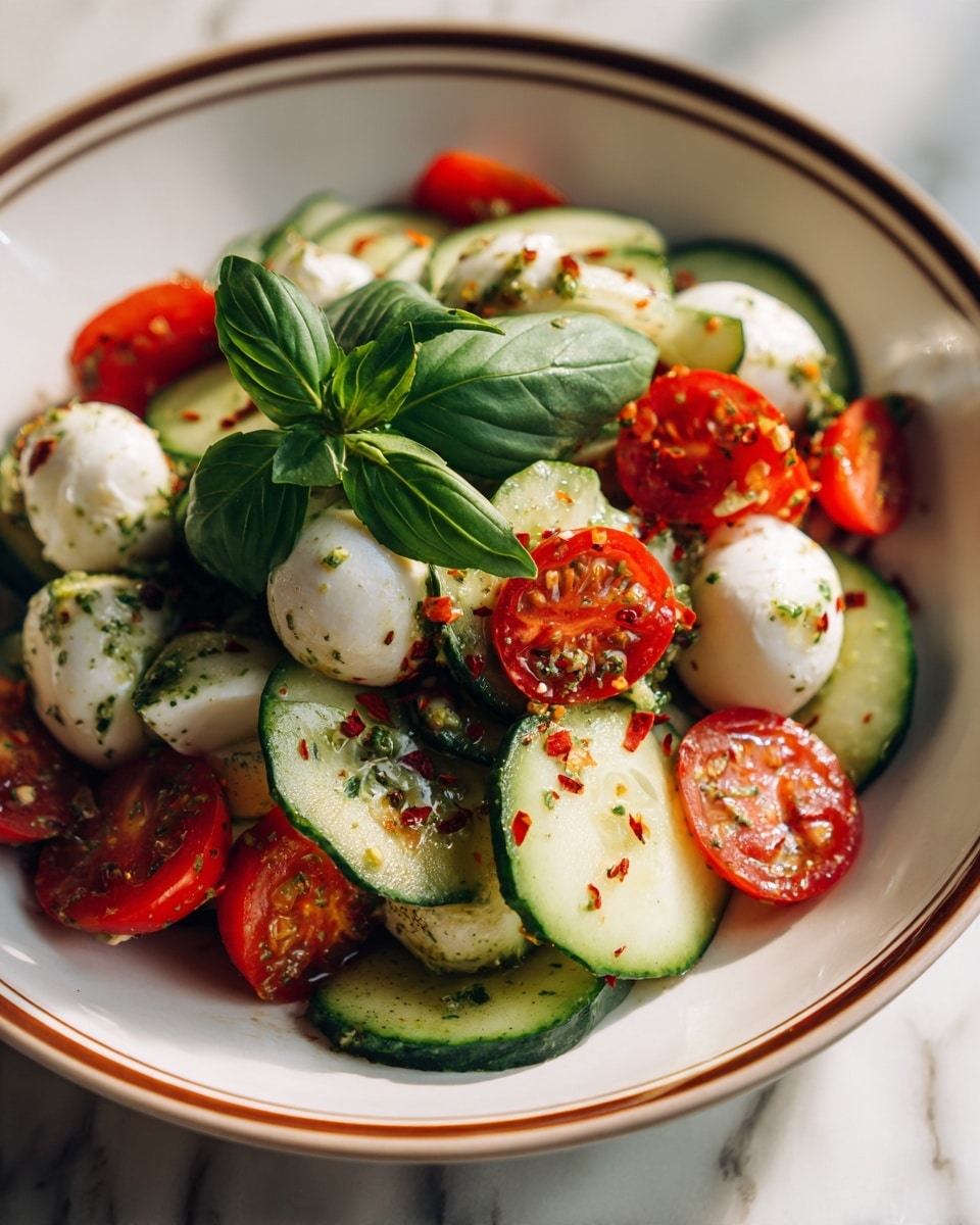Crisp Creamy Cucumber Mozzarella Salad Recipe