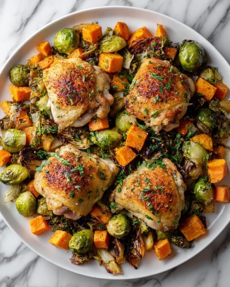 Sheet Pan Maple-Dijon Chicken with Roasted Butternut Squash and Brussels Sprouts Recipe