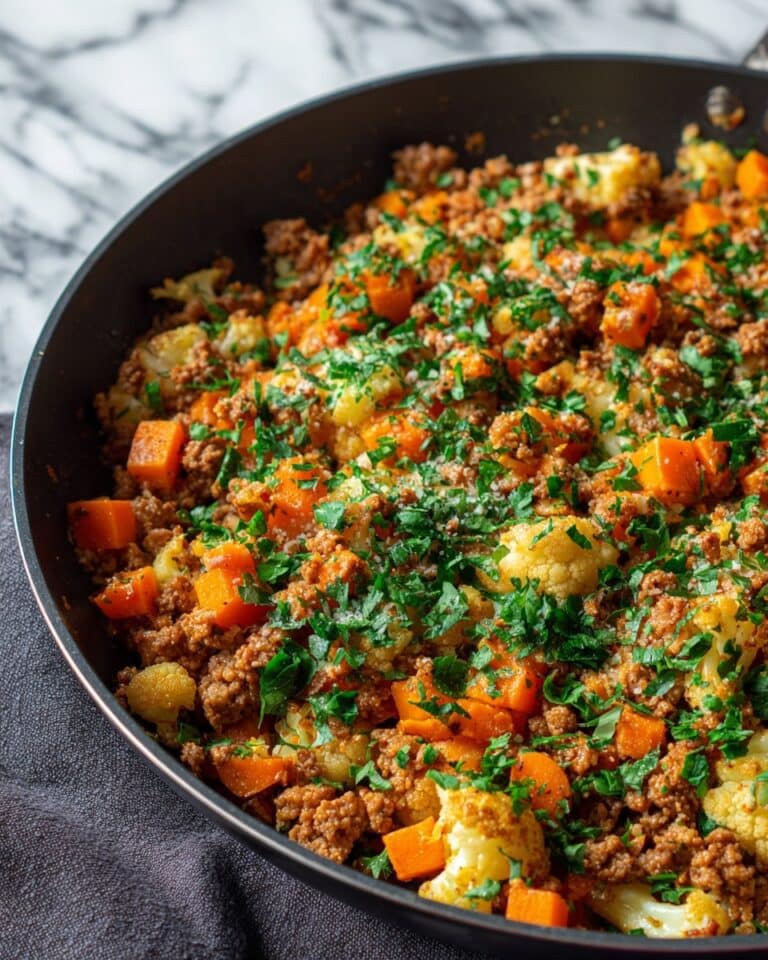 Low-Carb Garlic Butter Ground Turkey with Cauliflower Skillet Recipe